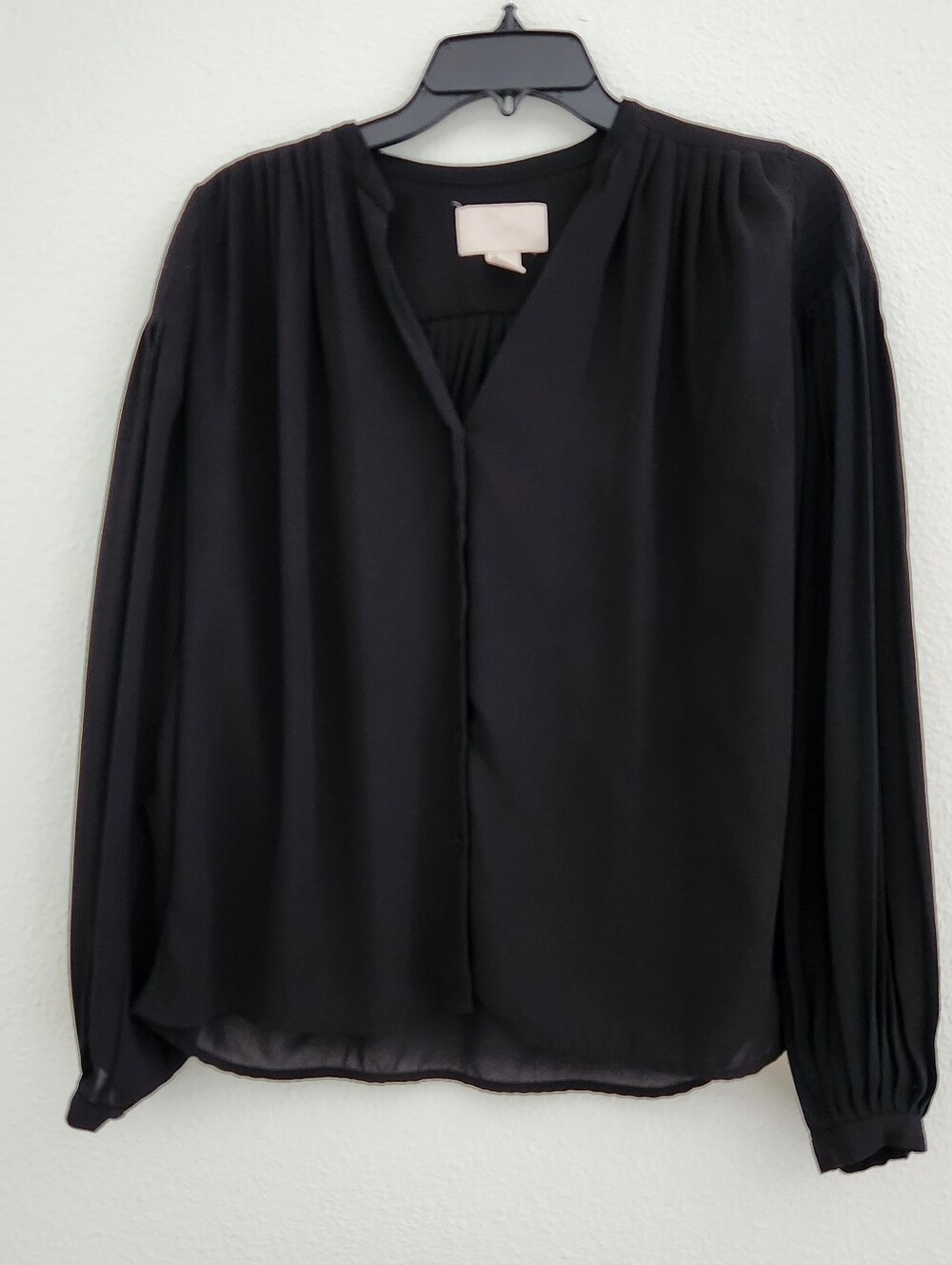 H&M Black Long-Sleeve V-Neck Blouse